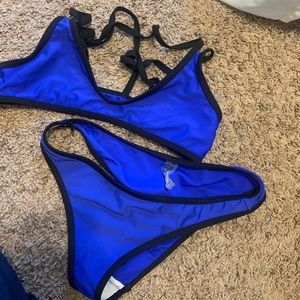 SHEIN blue and black bikini